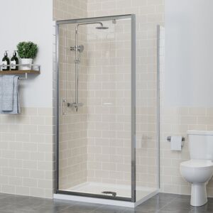 NRG Bathroom Pivot Shower Door Enclosure Cubicle Reversible Screen with Side Panel 900 x 700mm