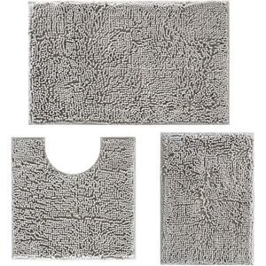 Groofoo - Bathroom Rugs Set 3 Pieces Extra Soft and Absorbent Shaggy Bath Rugs, Chenille Bathroom Mats, Non-Slip Plush Carpet Runner, Bathrooms Set