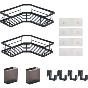 Ymyny - Bathroom Shelves No Drilling, Large Storage Rack with 2 Toothpaste Holders and 4 Hooks, 2 Pieces mumu
