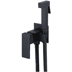 Cyslmuk - Bathroom shower set, complete bathroom hygiene set with shower, holder and three-way tap, black