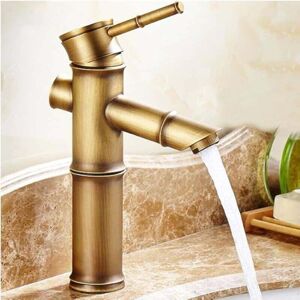 Ymyny - Bathroom Sink Faucet, Antique Bamboo Style Basin Mixer Tap, Single Handle Hot and Cold Water Tap (Color: Bronze) mumu