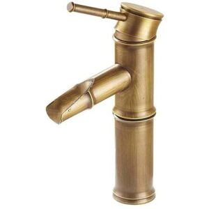 Ymyny - Bathroom Sink Faucet, Antique Bamboo Style Basin Mixer Tap, Single Handle Hot and Cold Water Tap (Color: Bronze) mumu