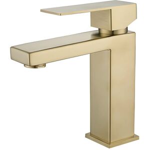 Linghhang - Bathroom Sink Faucet Mixer Tap,Modern Creative Design Basin Faucet,Single Hole Aerator Faucet,Brushed Gold,Pure Brass with 2 60cm