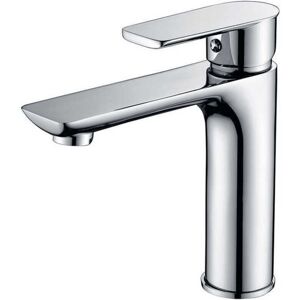 SHUNLI Bathroom Sink Faucet Square Handle Brass Hot and Cold Basin Mixer Tap Single Lever,Silver(2 X 60cm Connection Hose)