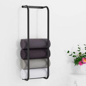 GOTRAYS Bathroom Towel Holder, Aesthetic Wall Mounted Towel Holder, 76.5×26×15cm Matte Black Towel Holder, Towel Rack for Rolled Towels, Practical Bathroom
