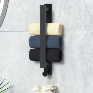 Alwaysh - Bathroom Towel Holder Without Drilling, Adhesive Bathroom Towel Holder, Stainless Steel, 40cm, Black