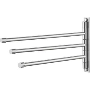 Tinor - Bathroom Towel Rack 3 Arm Swivel Towel Bar Wall Mounted Towel Rack Storage Organizer SUS304 Stainless Steel Brushed Finish