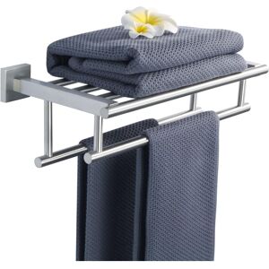 Ikodm - Bathroom Towel Rack, Towel Ring with Double Bars, Towel Holder Length 40CM, Brushed Stainless Steel Wall Mounted Towel Rail