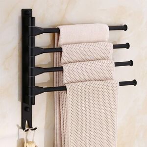 Ikodm - Bathroom Wall Mounted Swivel Towel Rack - Space Saving Rotating Towel Holder - 4 Arms - Black