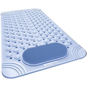 TLILY Bathtub Mat Non-Slip Rubber Shower Mat with Drain Holes Suction Cups, Quick Drain, Feet Massage, Bath Mat-Blue