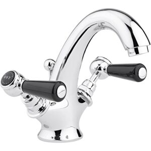 Bayswater - Lever Hex Mono Basin Mixer Tap with Waste - Black/Chrome