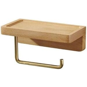 CYSLMUK Beech) Toilet Paper Holder Double Installation Solid Wood Beech Toilet Paper Holder Wall Mounted Self-Adhesive Rounded Corners Paper Roll Holder