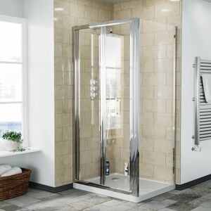 Nes Home - Bi-Fold Folding 900 mm Glass Door with Frameless 760 mm Side Panel