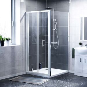 NES HOME Bi-Fold Folding 800 mm Glass Door with Frameless 760 mm Side Panel