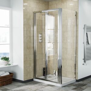 Nes Home - Bi-Fold Folding 900 mm Glass Door with Frameless 700 mm Side Panel