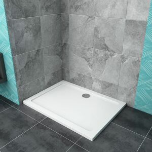 Biubiubath - 1200x800x30mm Slimline Rectangle Shower Enclosure Stone Tray Free Waste