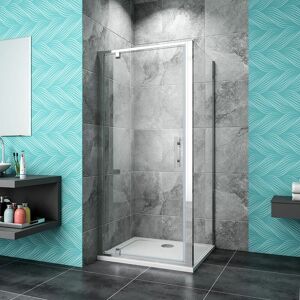 Biubiubath - 1850mm Height Chrome 1000mm Pivot Shower Door + 760mm Side Panel + 1000x760mm Tray Waste