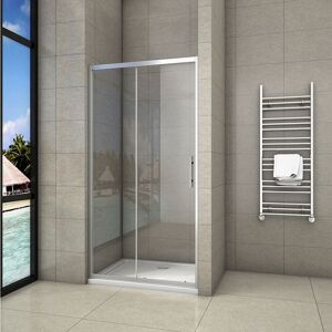 Biubiubath - 1200mm Sliding Shower 5mm Glass Screen Door 1900H with 1200x800mm Stone Tray Free Waste