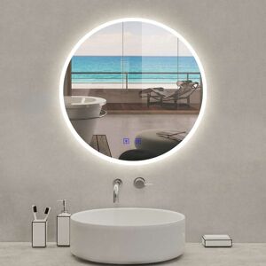 Biubiubath - Bluetooth Bathroom led Mirror 800mm Round Bathroom Mirror with led Lights Demister Pad Touch Control