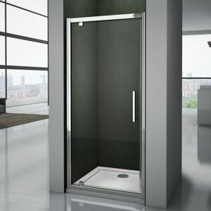 Biubiubath - 1000x1900mm Pivot Hinge Shower Door 5mm Safety Glass with 1000x900mm Shower Tray Free Waste