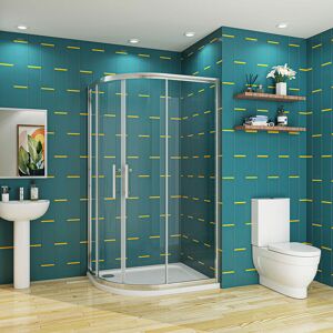 Biubiubath 1200x800x1900mm Right Quadrant Shower Cubicle Enclosure with 1200x800mm Stone Tray Free Waste