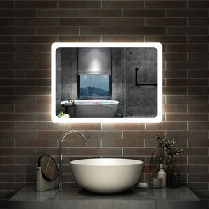Biubiubath - Bluetooth Bathroom led Mirror with 3 Colour led Lights 500x700mm Wall Mounted Smart Bathroom Mirror with led Lights Demister Pad