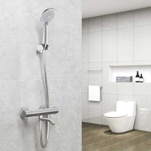 Biubiubath - Bathrooms 3-spray pattern Wall Mounted Thermostatic Shower Mixer Tap - Chrome