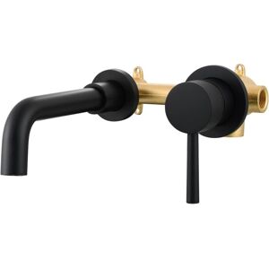 Cyslmuk - Black 2 Hole Basin Mixer Tap Wall Mounted Brass Hot and Cold Water Bathroom Sink Faucet
