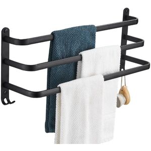 Linghhang - Black, 3 Layers)Stainless Steel Bathroom Towel Rack 43-78CM Retractable Towel Bar Wall Mounted Towel Holder for Bathroom, Kitchen,