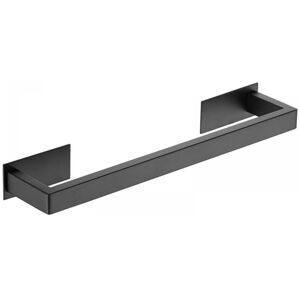 Cyslmuk - Black 37cm Stainless Steel Self Adhesive Towel Rack for Bathroom, with Single Bar Square Pattern