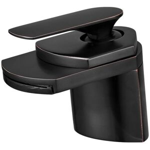SHUNLI Black All Copper Waterfall Bathroom Sink Faucet for Hot and Cold Toilet