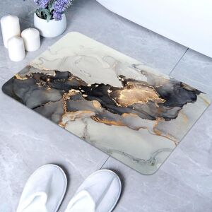 CYSLMUK Black and White Gold Marble Bathroom Mat, Super Absorbent and Ultra-Thin Bathroom Floor Mat (40x60cm)