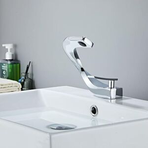 SHUNLI Black Bathroom Faucet, Elegant Design Sink Mixer Tap, Single Hole Faucet, Brass, Silver