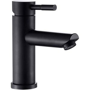 Linghhang - Black Bathroom Faucet Single-lever basin mixer stainless steel body for washbasin hand basin round spout Adjustable hot and cold water