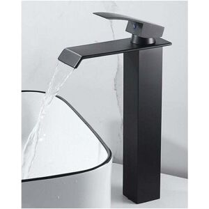 Tonchean - Black Bathroom Faucet Tall Basin Mixer Tap, Modern Creative Design Single Hole Sink Faucet, Pure Brass, Matte Black