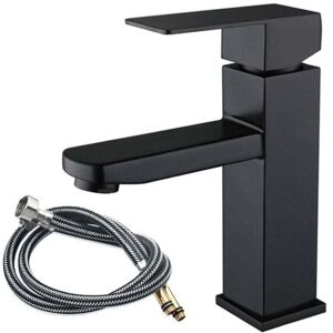 Ymyny - Black bathroom faucet, tall sink faucet, stainless steel, waterfall, matte black mumu