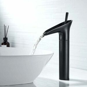 Tonchean - Black Bathroom Faucet, Waterfall Faucet Black Retro Single Lever Basin Mixer Tap Sink Faucet (Without Inlet Hose)