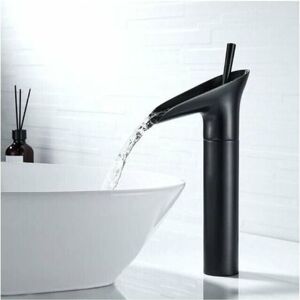 Black Bathroom Faucet, Waterfall Faucet, Single Handle Vintage Sink Faucet, Brass Countertop Bathroom Faucet Ymyny Deck Mounted Basin Faucet