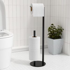 LINGHHANG Black Brushed Nickel Toilet Paper Holder, Freestanding Toilet Paper Roll Holder for Paper Storage, Stainless Steel Toilet Paper Dispenser for 3 Paper