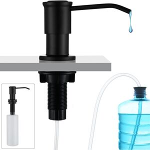 Linghhang - Black Built-in Soap Dispenser, Kitchen Sink Soap Dispenser, Built-in Soap Dispenser with 500ML Bottle and 1.2m Extension Set, Top Refill