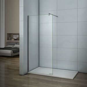 AICA SANITAIRE 1000x1850mm Wet Room Shower screen panel 8mm nano glass 1850mm Height with profile in chrome 90cm holder