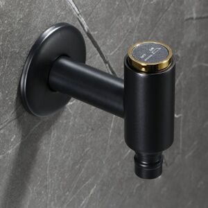 SHUNLI Black Gold Brass Wall Mounted Faucet, Bathroom Cold Water Faucet, Washing Machine Faucet