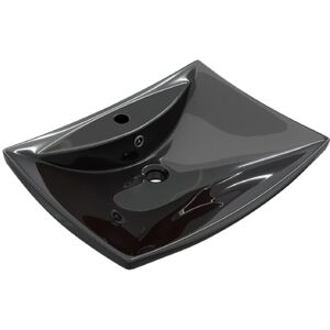 Black Luxury Ceramic Basin Rectangular with Overflow & Faucet Hole vidaXL
