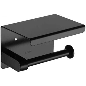 CYSLMUK Black Paper Holder, Wall Mounted Paper Holder, with Mobile Phone Holder, Stainless Steel Paper Roll Holder