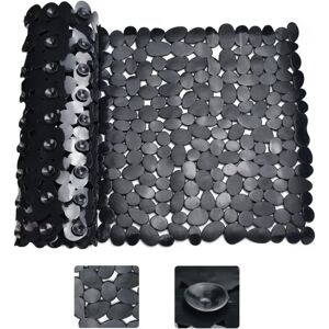 CSPARKV Black Rectangle Non-Slip Shower Mat Anti-Slip Bathtub Mat Anti-Mold Non-Slip Bath Mat for Bathtub Suction Cup Shower Mat for Bathroom, 88 40cm