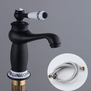 Linghhang - Black Retro Basin Faucet Brass Ceramic Sink Faucet Antique Vintage Mixer Tap Cold/Hot Water Tap Replacement Decoration for Kitchen