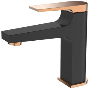 Invena - Black/Rose Gold Bathroom Basin Mixer Tap + Click-Clack Plug