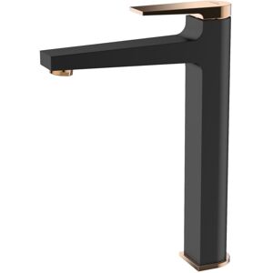 Invena - Black/Rose Gold Tall Basin Mixer Tap + Click-Clack Plug