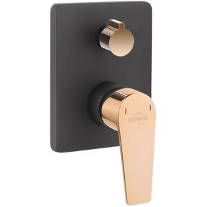 Invena - Black/Rose Gold Brass Wall Concealed Shower Mixer Simple Tap Single Lever with Handshower/Rainfall Button