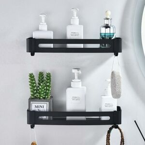 Ikodm - Black Shower Shelf Bathroom Shelf No Drilling Aluminum Shower Wall Basket Bathroom Storage Shelf Adhesive Shower Caddy, Durable, Non-Rusting,